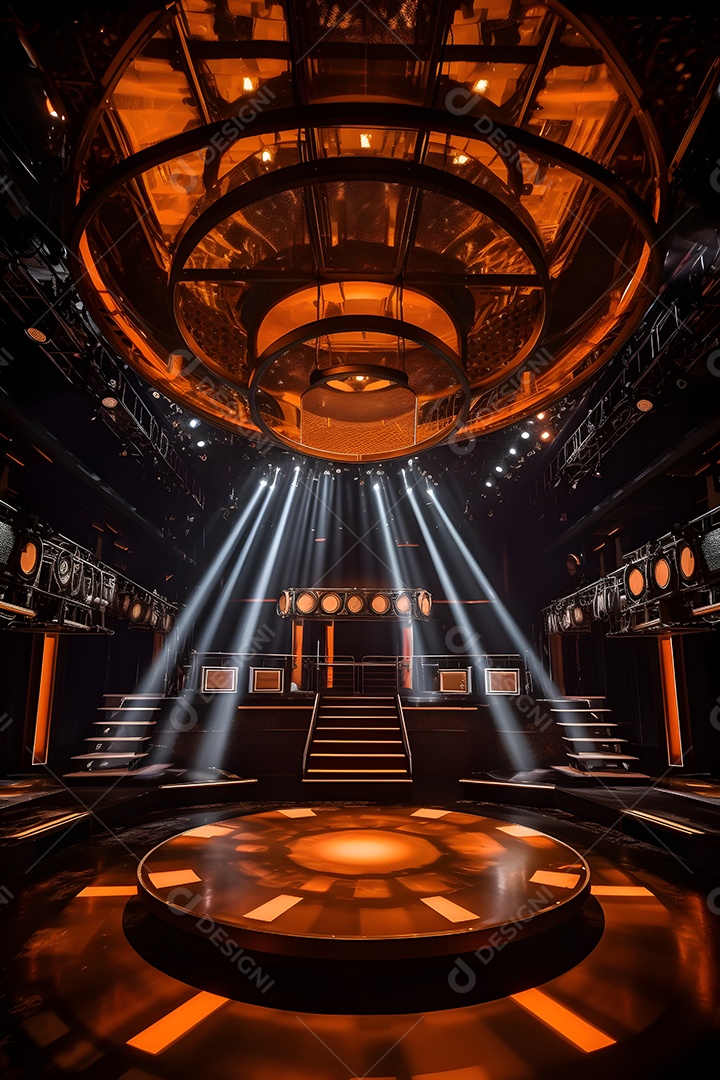 Cenário de um palco com iluminação