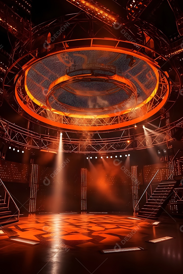 Cenário de um palco com iluminação