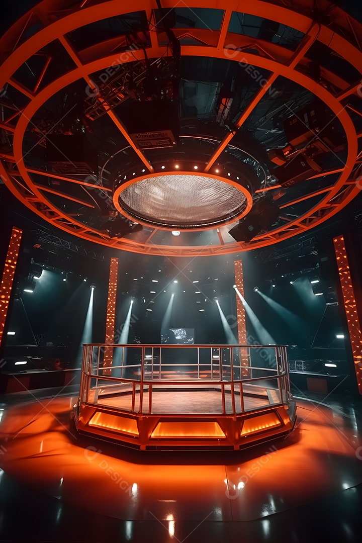 Cenário de um palco com iluminação