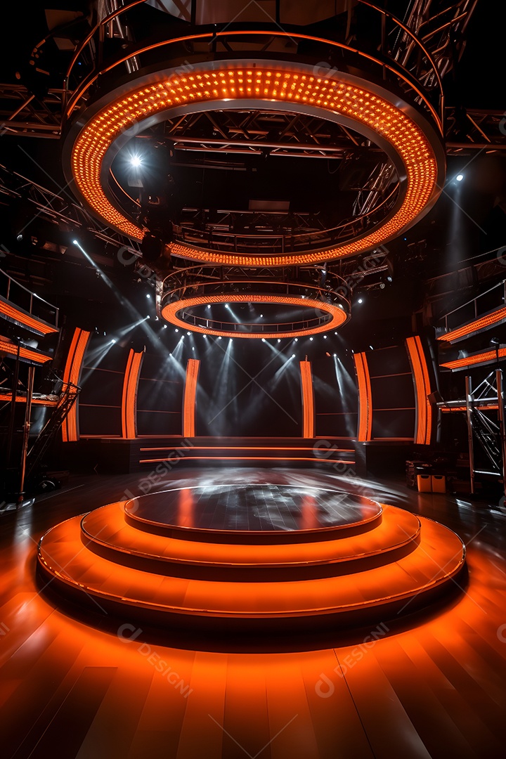 Cenário de um palco com iluminação