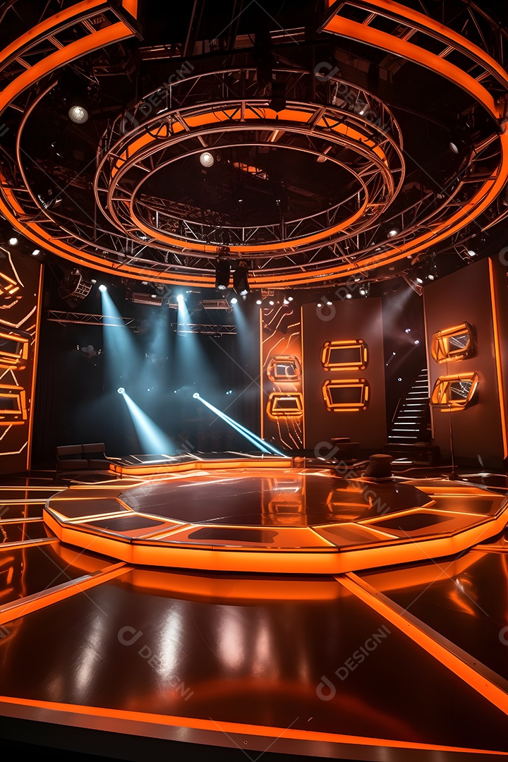 Cenário de um palco com iluminação