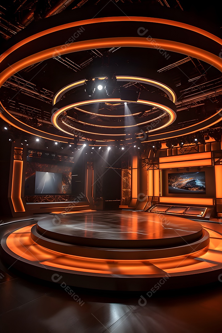 Cenário de um palco com iluminação