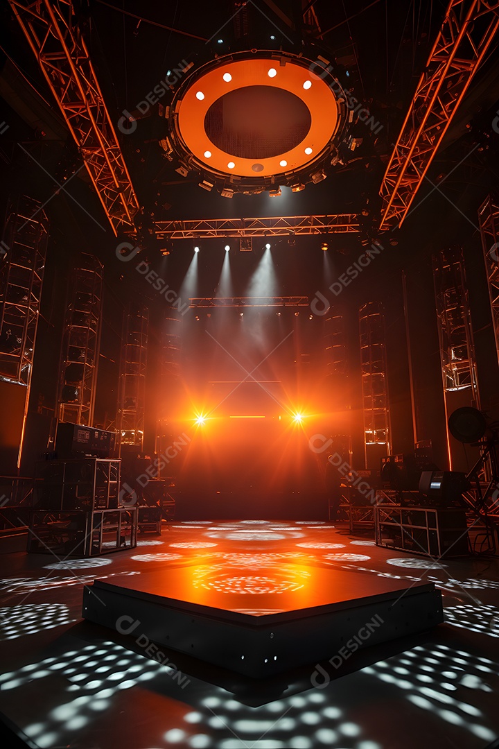 Cenário de um palco com iluminação