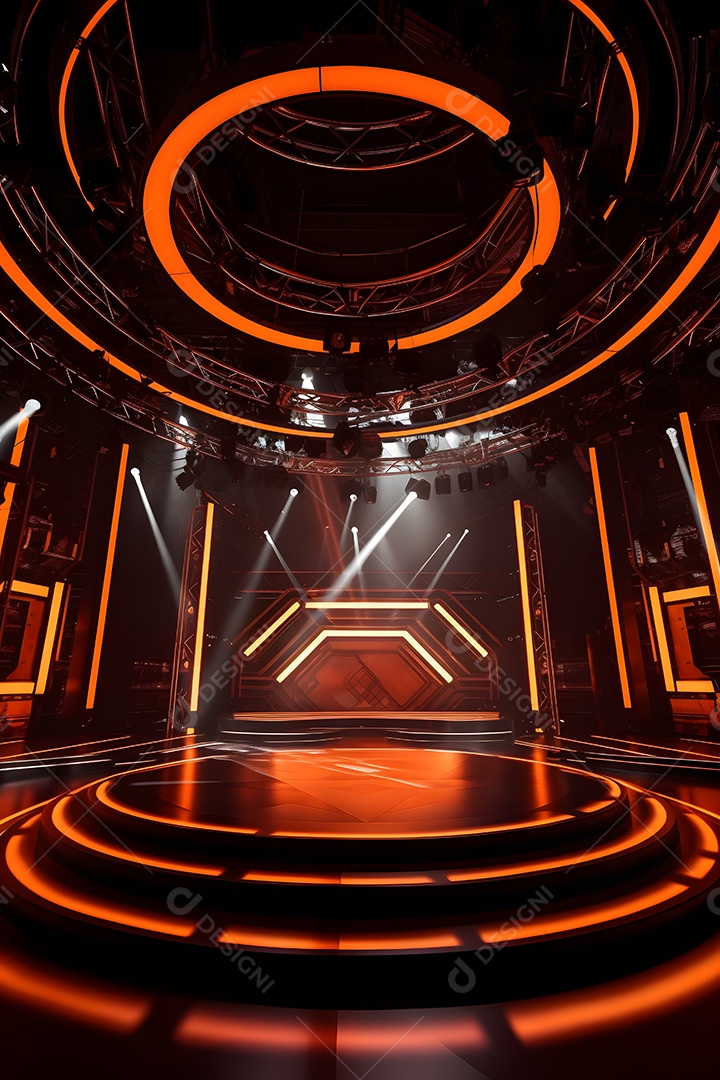 Cenário de um palco com iluminação