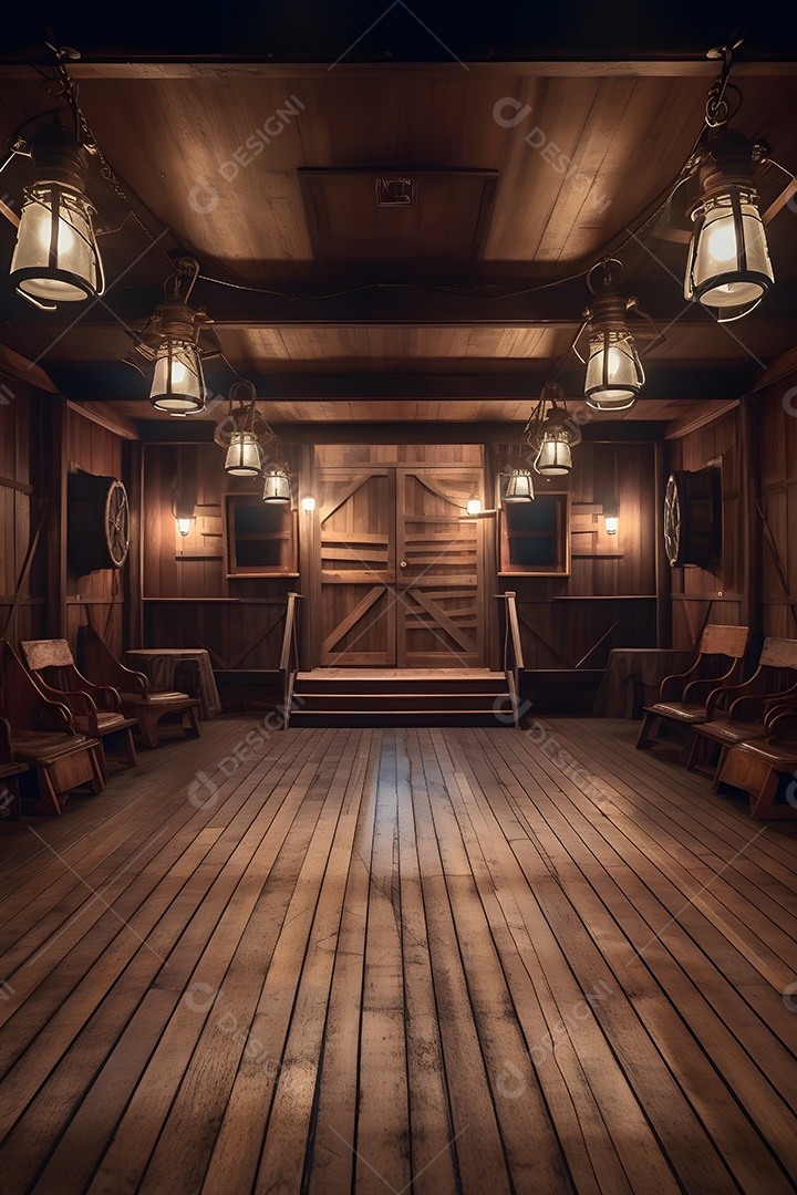 Cenário de um palco com iluminação