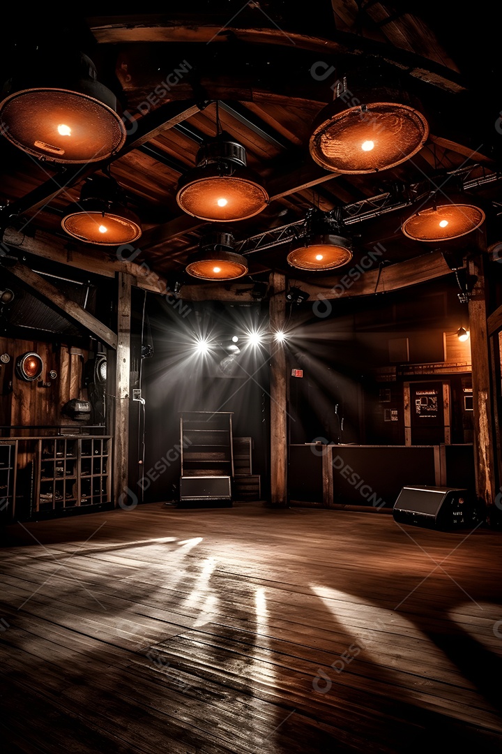 Cenário de um palco com iluminação