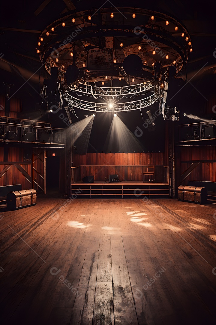 Cenário de um palco com iluminação