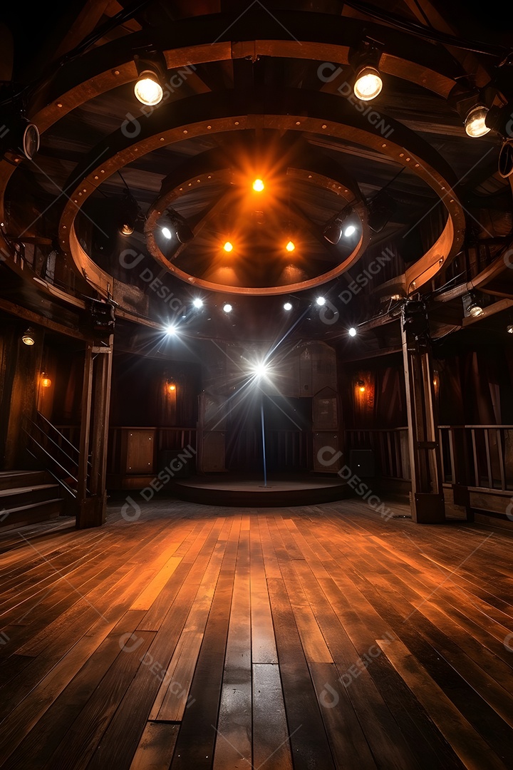 Cenário de um palco com iluminação