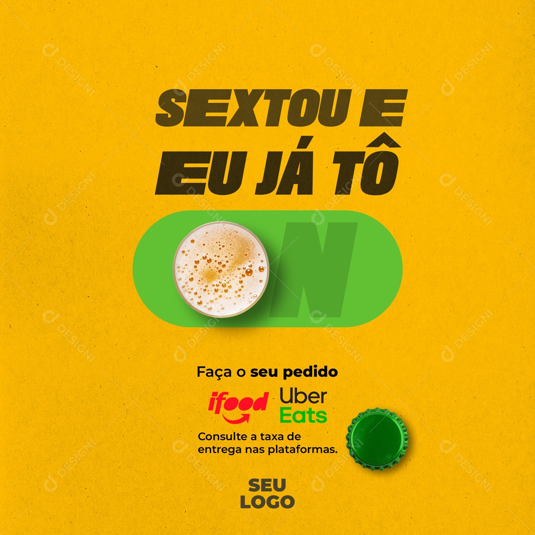Social Media Sextou E Eu Já Tô On Faça Seu Pedido PSD Editável