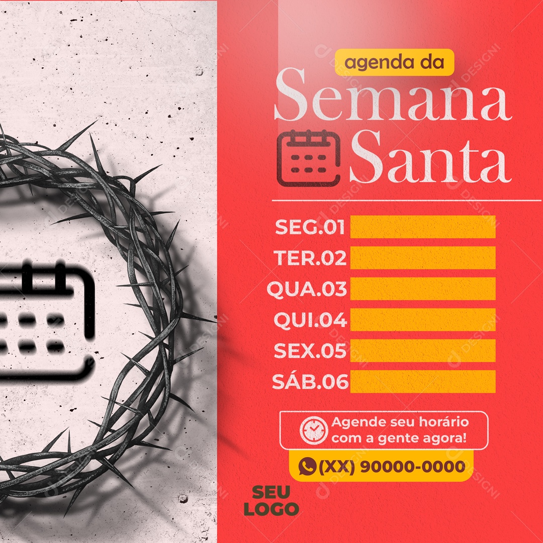 Social Media Agenda Da Semana Santa PSD Editável