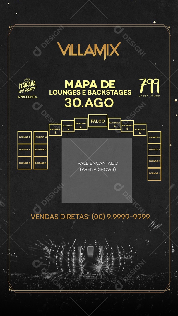 Flyer Story Villamix Mapa da Arena Social Media PSD Editável