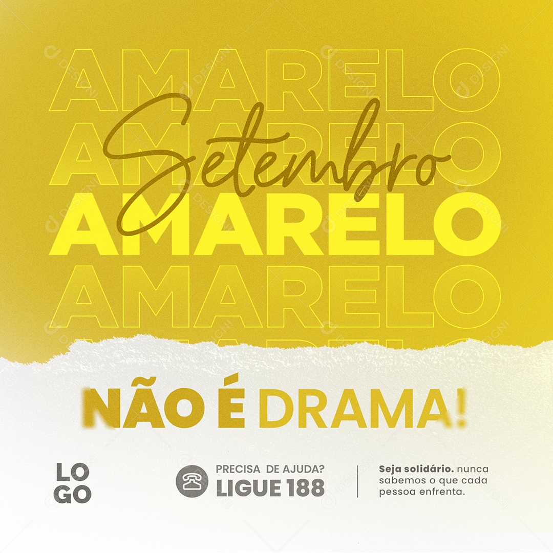 Setembro Amarelo Não é Drama Social Media PSD Editável
