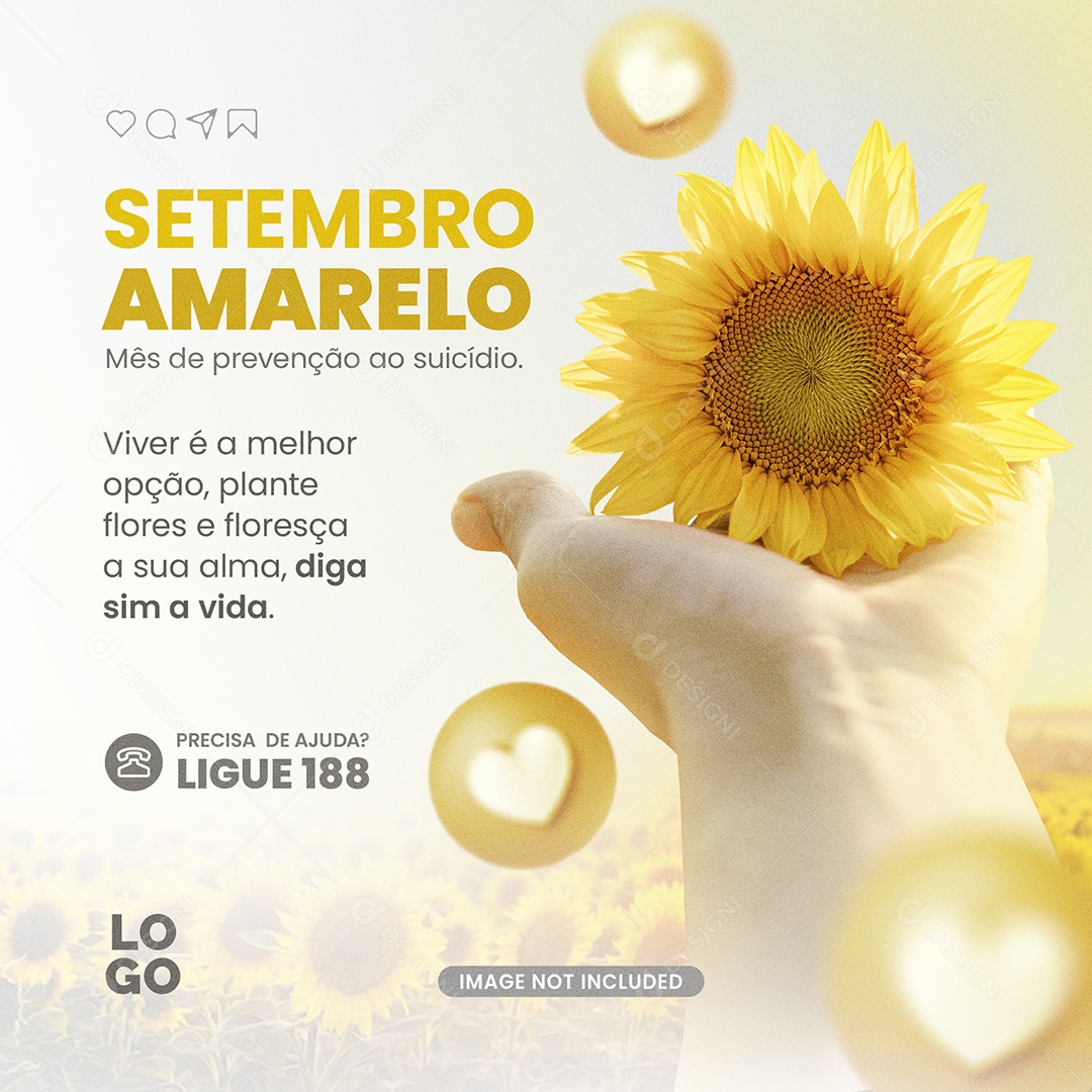 Setembro Amarelo Mês de Prevenção ao Suicídio Social Media PSD Editável