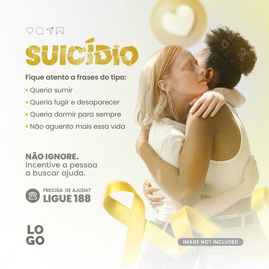 Setembro Amarelo Suicídio Fique Atento a Frases Do Tipo Social Media PSD Editável