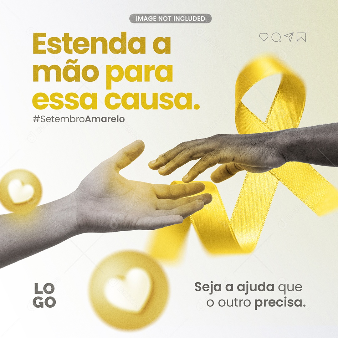 Setembro Amarelo Estenda a Mão Para Essa Causa Social Media PSD Editável