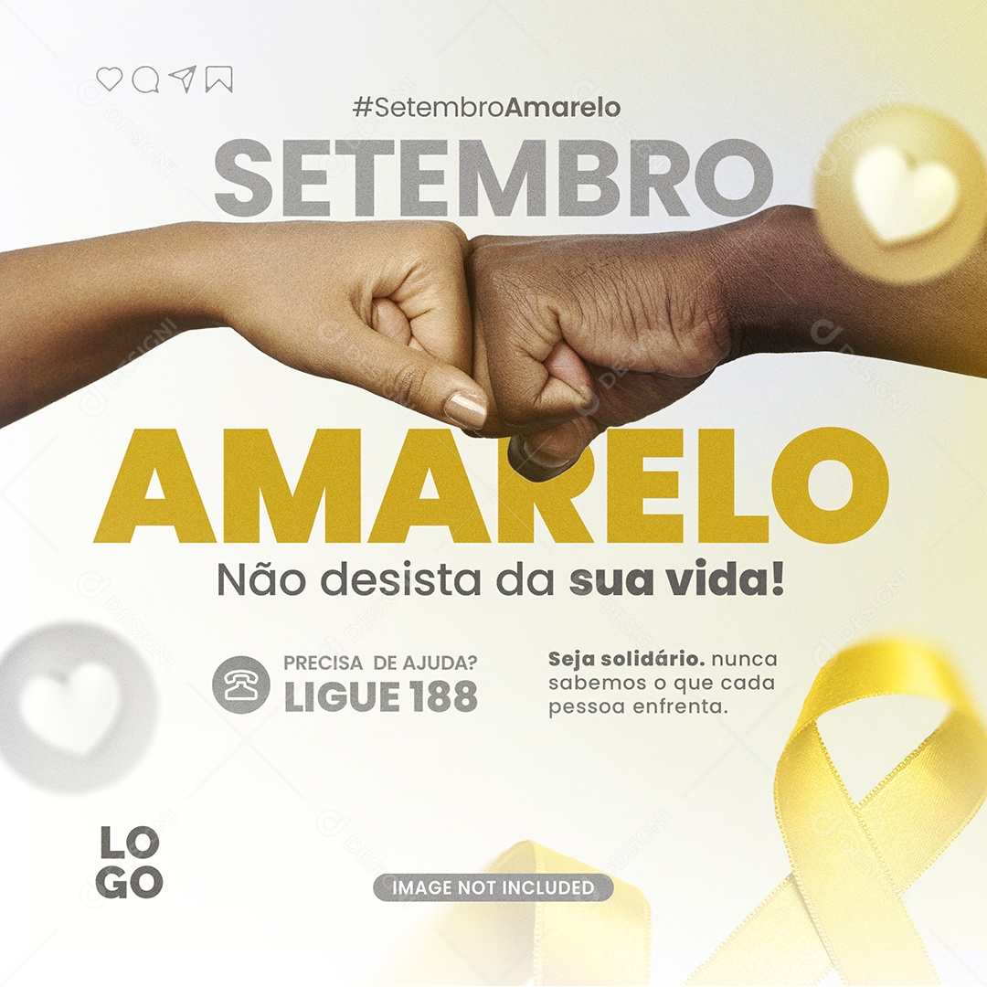 Setembro Amarelo Não Desista Da Sua Vida Social Media PSD Editável