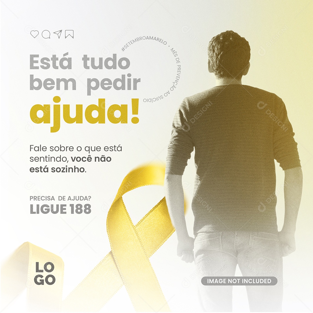 Setembro Amarelo Está Tudo Bem Pedir Ajuda Social Media PSD Editável