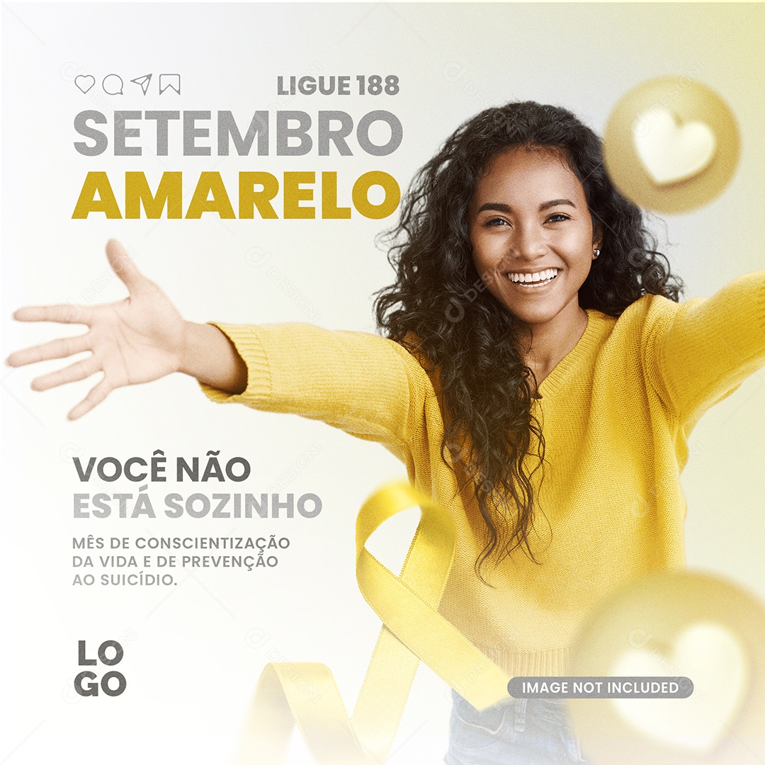 Setembro Amarelo Você Não Está Sozinho Social Media PSD Editável