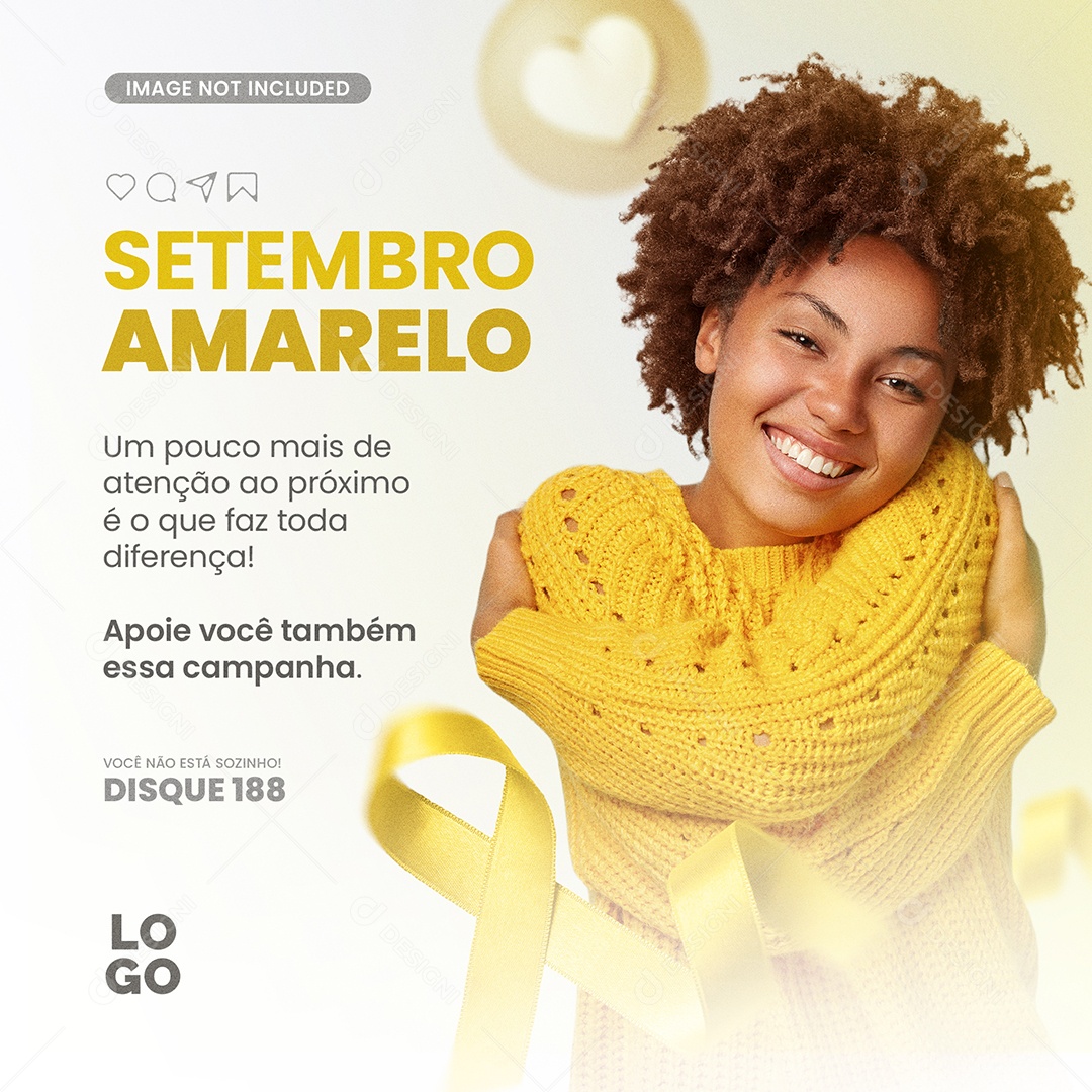 Setembro Amarelo Um Pouco Mais de Atenção ao Próximo Social Media PSD Editável