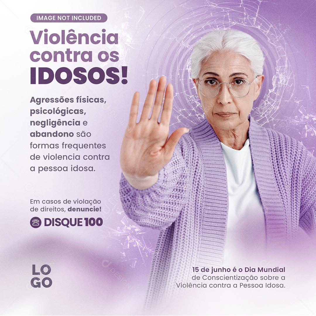 Junho Violeta Violência Contra os Idosos Social Media PSD Editável