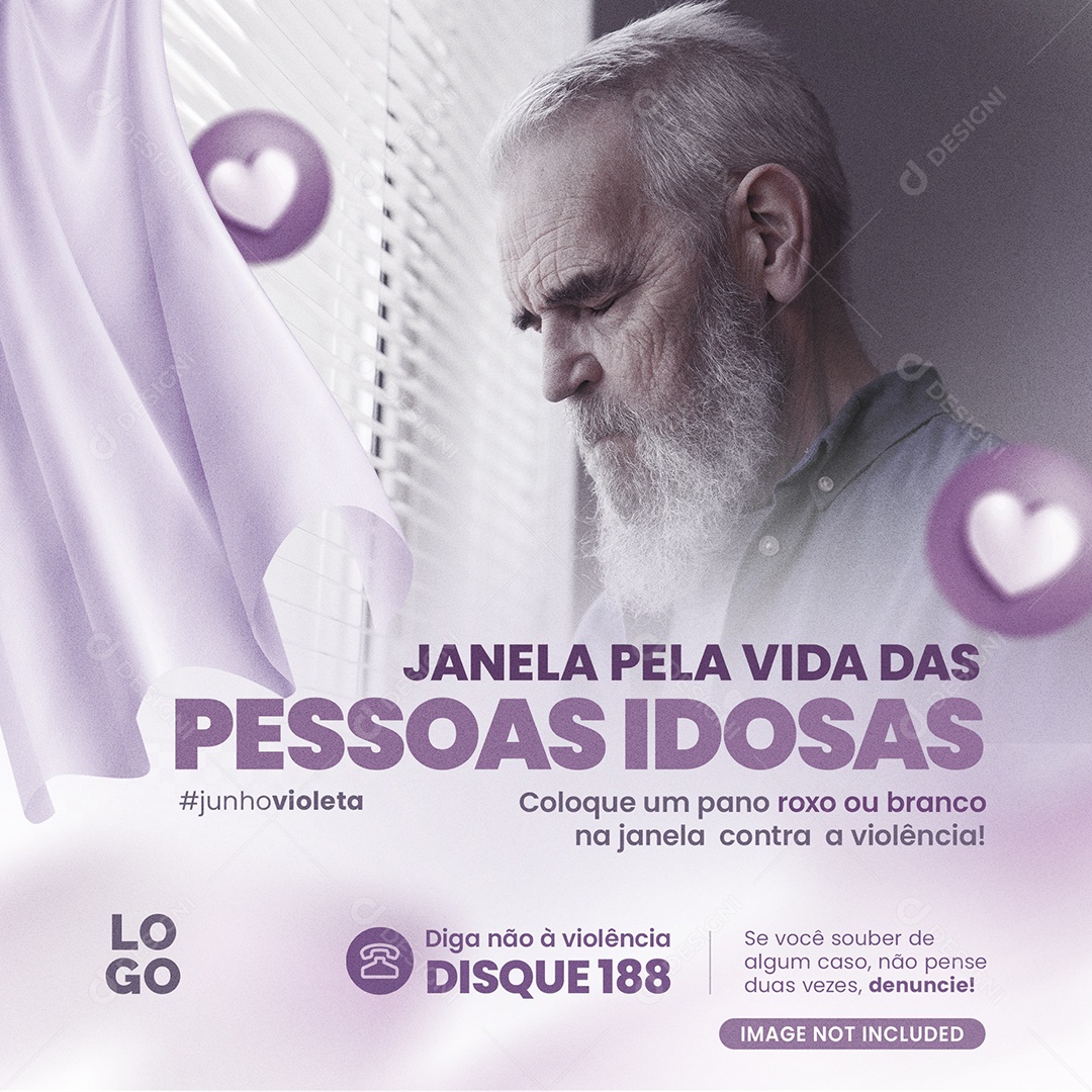 Janelas Pela Vida Das Pessoas Idosas Junho Violeta Social Media PSD Editável