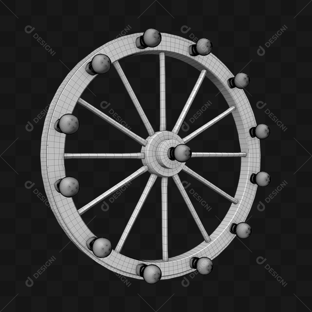 Roda e Lâmpadas - Modelo 3D