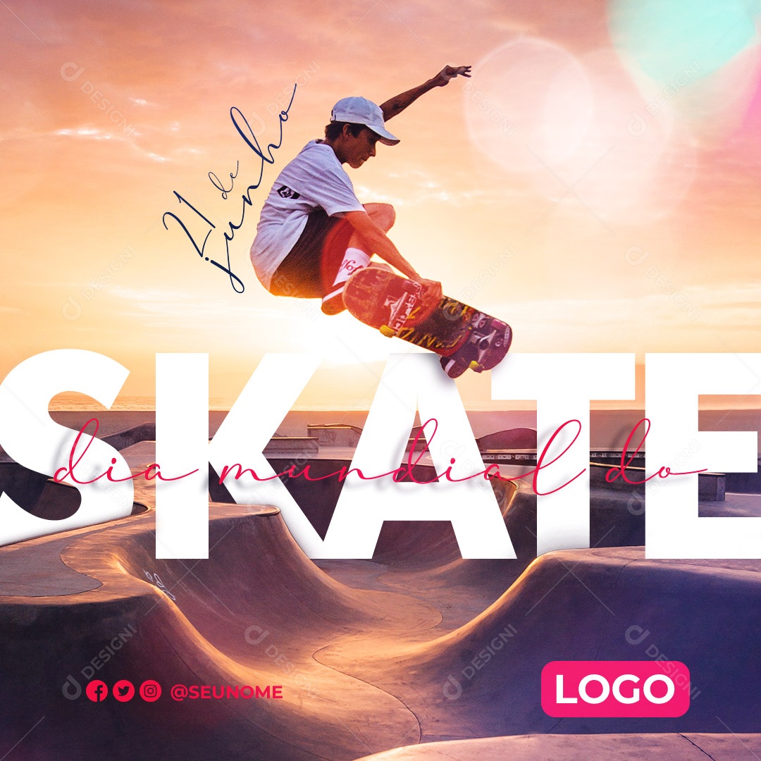 Social Media Dia Mundial Do Skate 21 De Junho PSD Editável