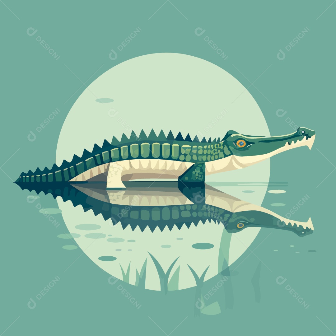 Desenho De Crocodilo Desenhado Á Mão Vetor EPS