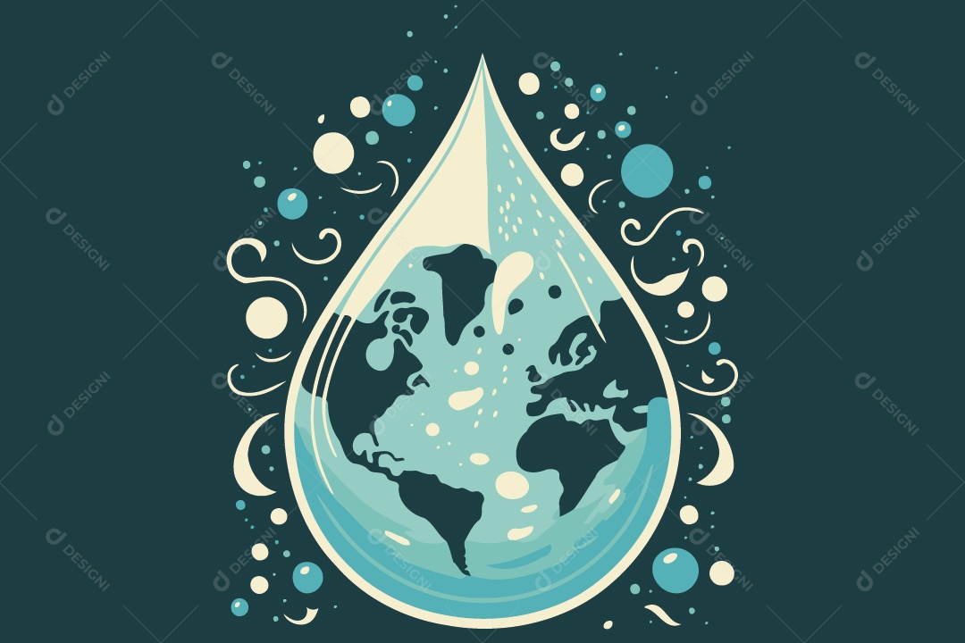Ilustração Do Planeta Em Forma De Gota Dágua Do Dia Mundial Da Água Vetor EPS