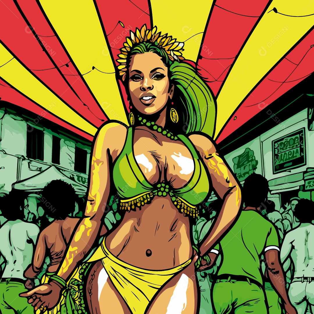 Personagens Fictícios Desenhado De Escola De Samba Desenho Vetor EPS