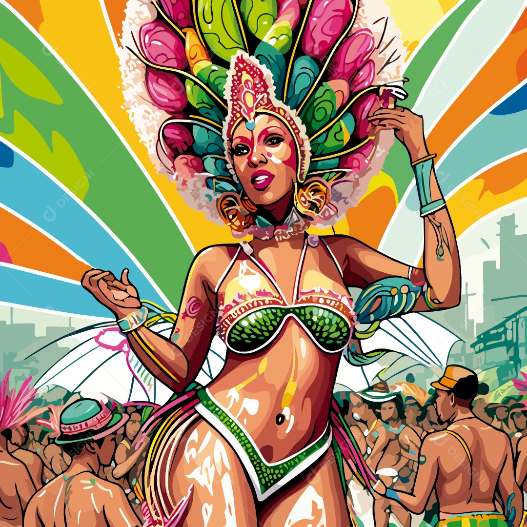 Personagens Fictícios Desenhado De Escola De Samba Desenho Vetor EPS