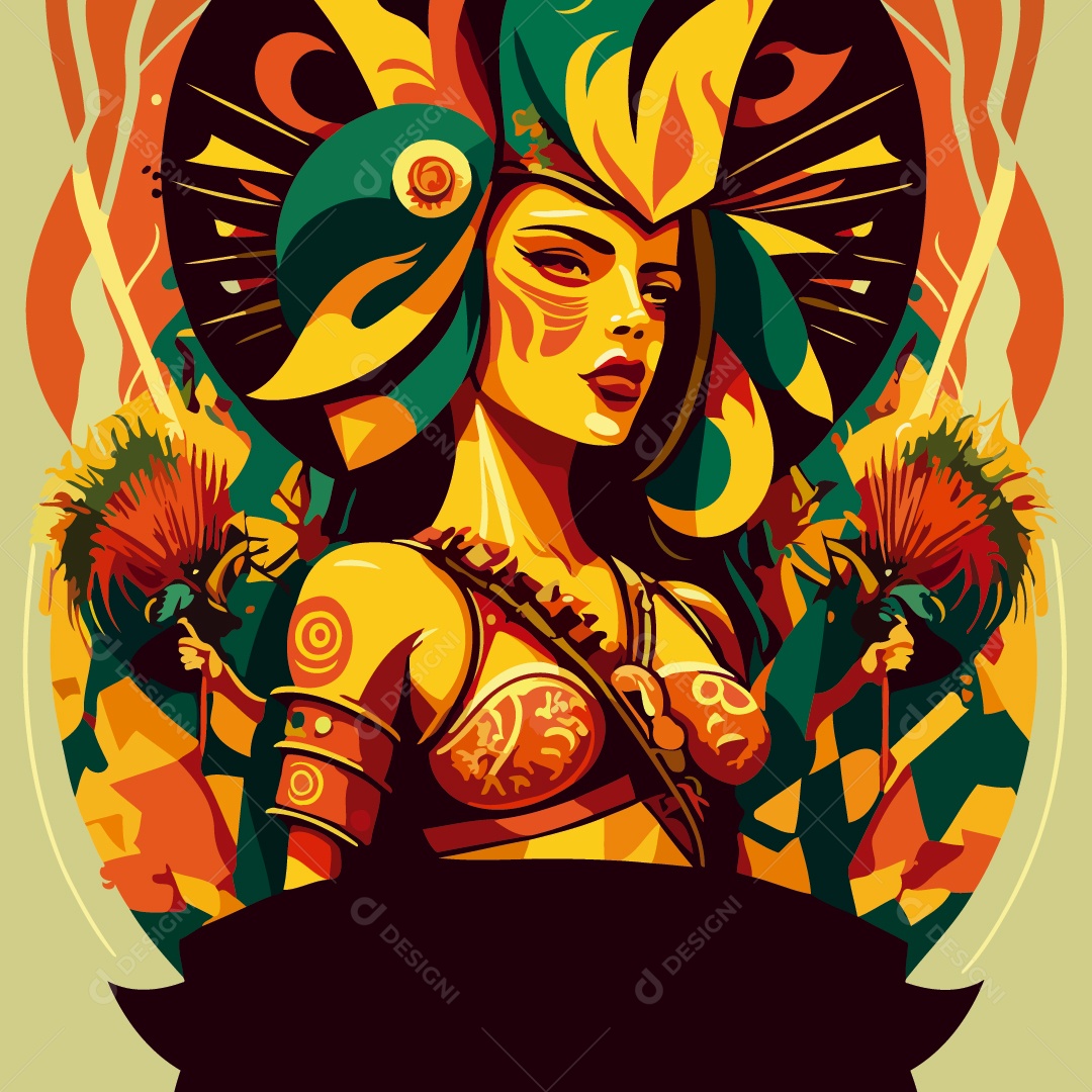 Personagem Fictício Desenhado De Escola De Samba Desenho Vetor EPS