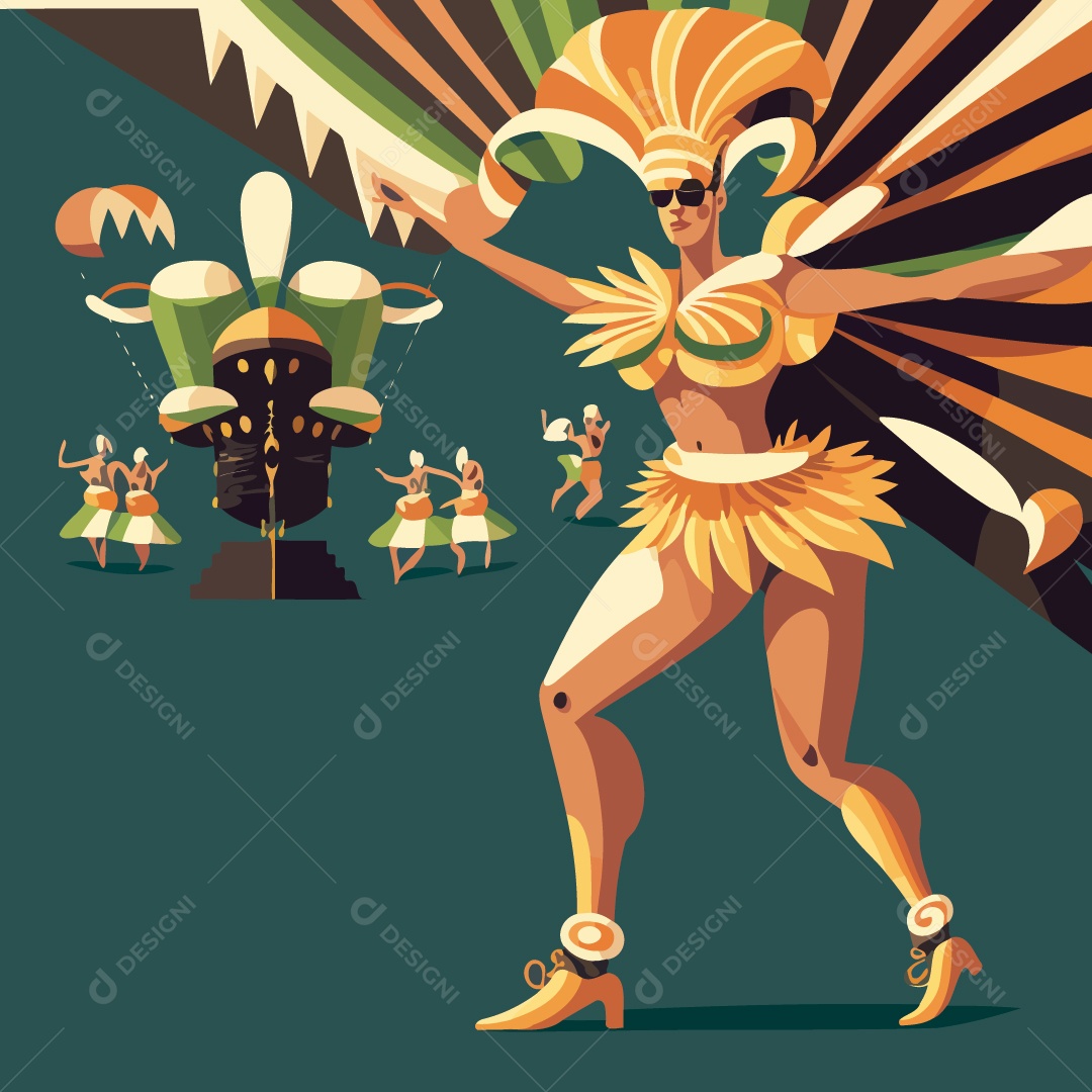 Personagens Fictícios Desenhado De Escola De Samba Desenho Vetor EPS