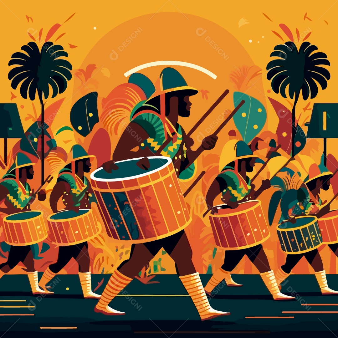 Personagem Fictício Desenhado De Escola De Samba Desenho Vetor EPS