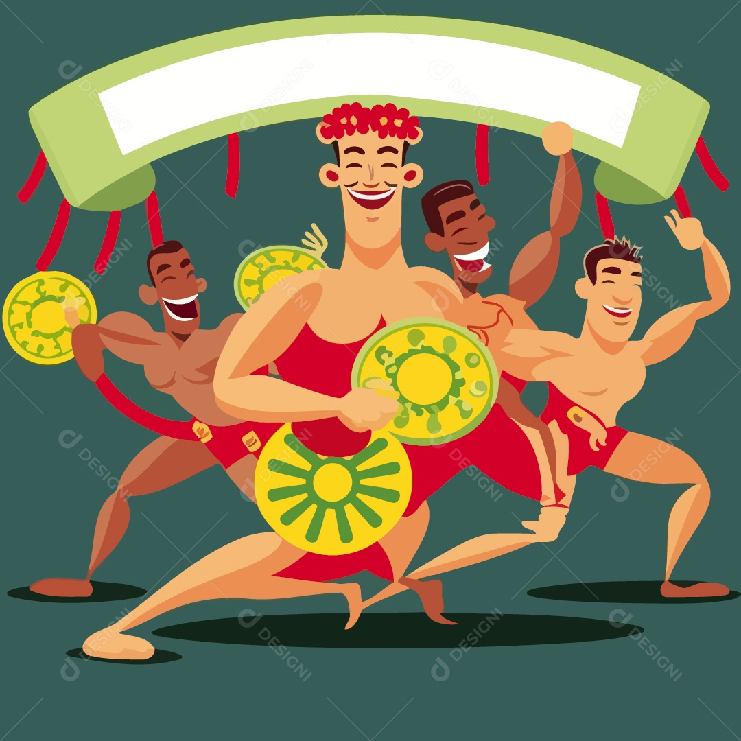 Personagens Desenhado De Escola De Samba Desenho Vetor EPS