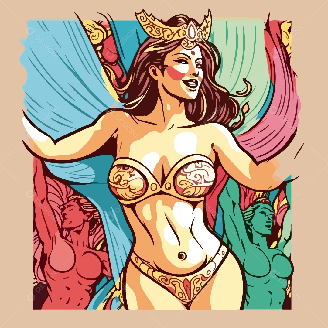 Personagem Desenhado De Escola De Samba Desenho Vetor EPS