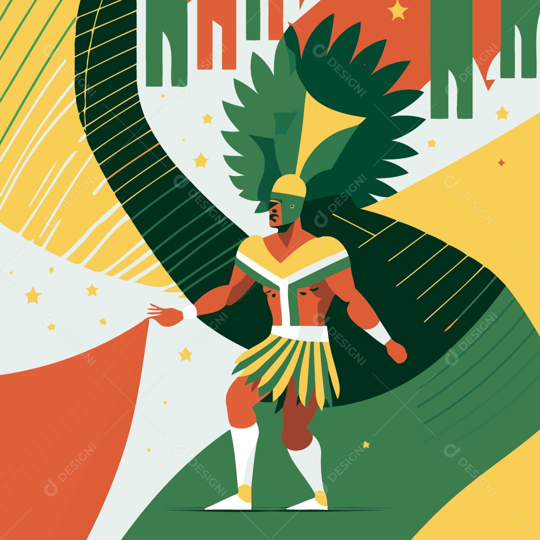 Personagem Desenhado De Escola De Samba Desenho Vetor EPS