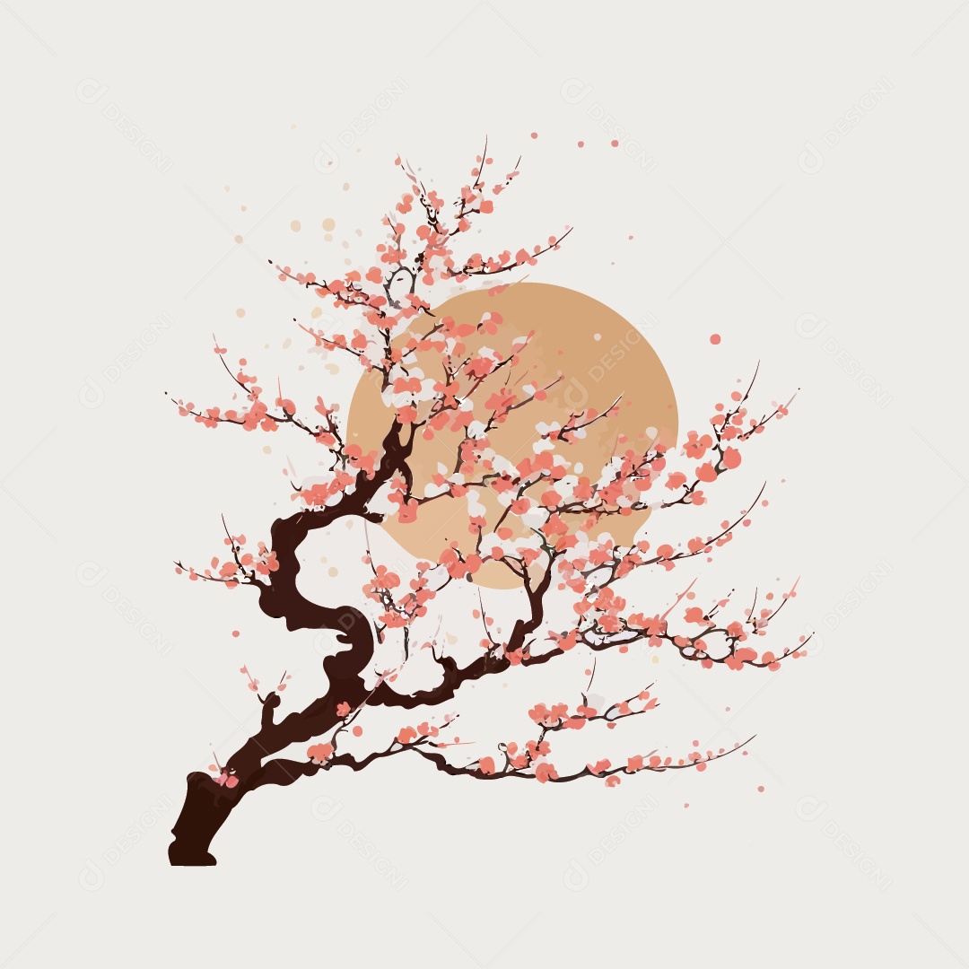 Cerejeira Florida Árvore Angiosperma Vetor EPS