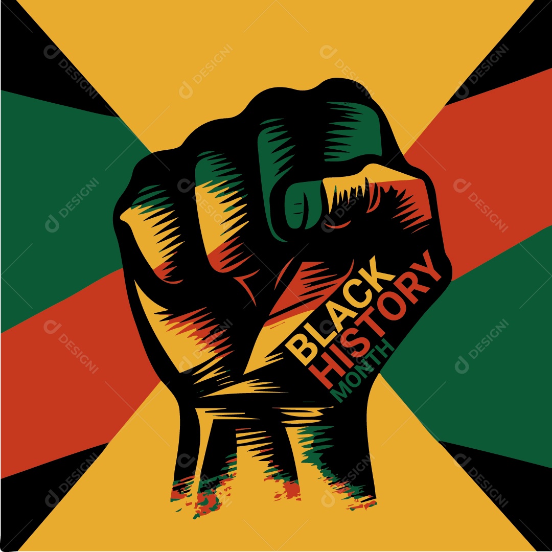 Punho Cerrado Com Cores Pan-Africanas Vetor EPS