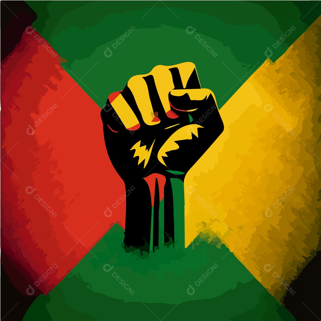Punho Cerrado Com Cores Pan-Africanas Vetor EPS