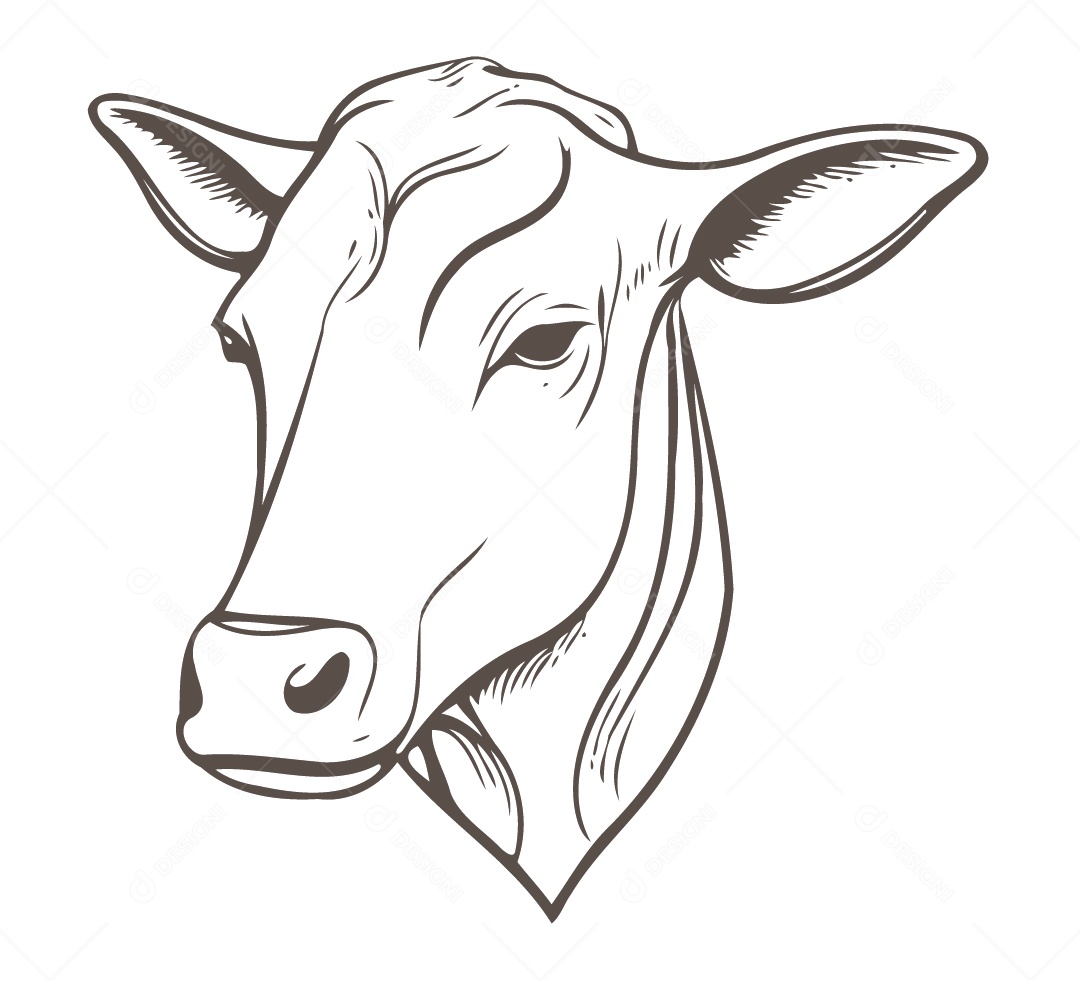 Vaca Animal Cabeça isolada Ilustração Desenho Vetorial Vetor EPS