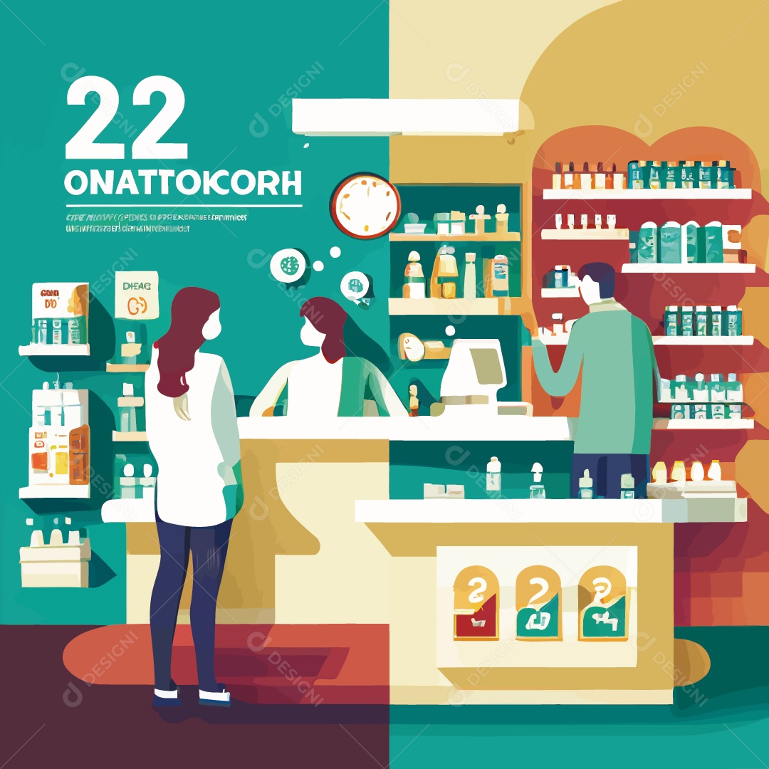 Farmácia Em Drogaria Vetor EPS