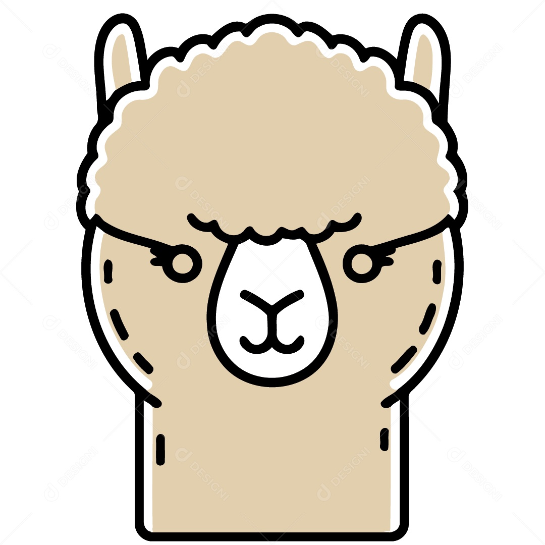 Camelídeo Chamada Alpaca Animal Cabeça Isolada Colorida Ilustração Vetorial Vetor EPS