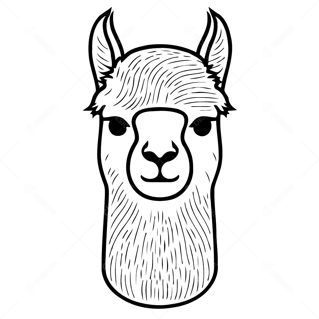 Camelídeo Chamada Alpaca Animal Cabeça Isolada Colorida Ilustração Vetorial Vetor EPS