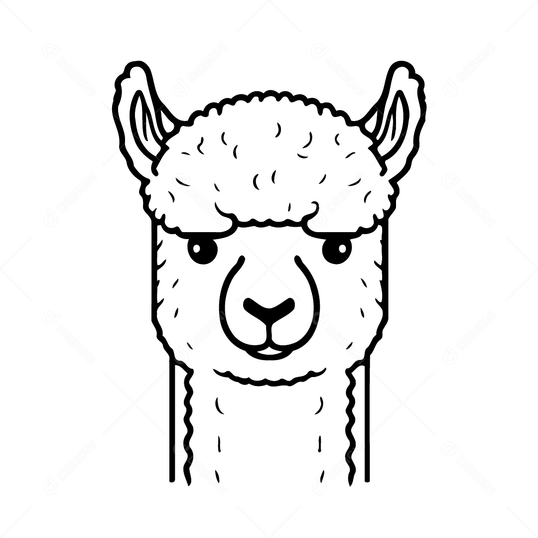 Camelídeo Chamada Alpaca Animal Cabeça Isolada Colorida Ilustração Vetorial Vetor EPS
