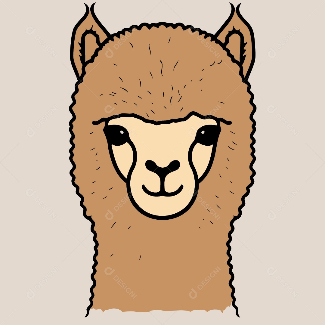 Camelídeo Chamada Alpaca Animal Cabeça Isolada Colorida Ilustração Vetorial Vetor EPS