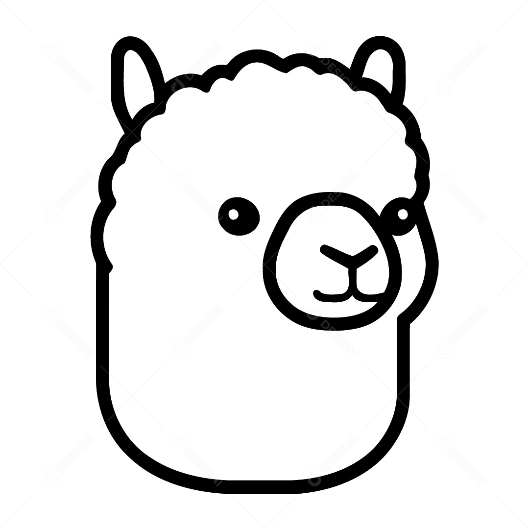 Camelídeo Chamada Alpaca Animal Cabeça Isolada Colorida Ilustração Vetorial Vetor EPS