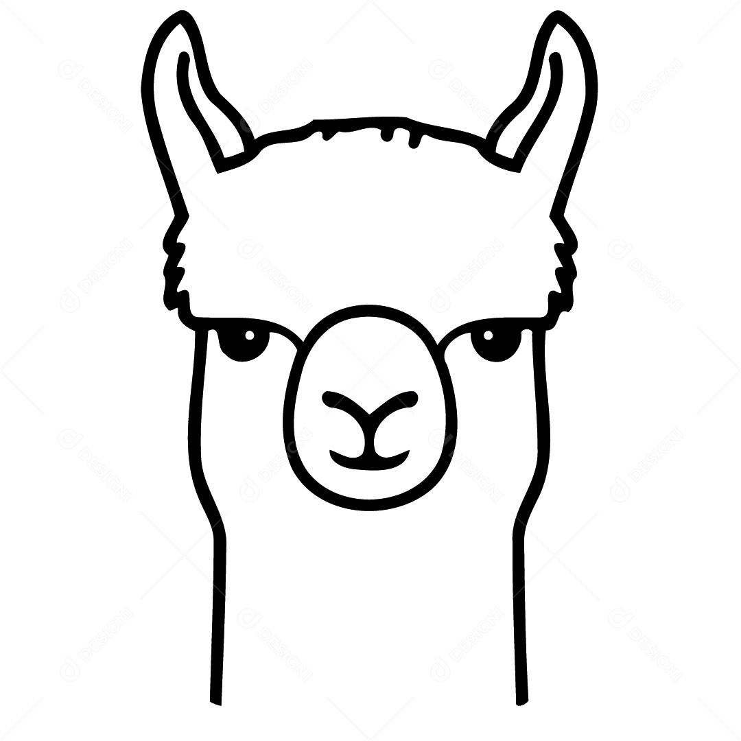 Camelídeo Chamada Alpaca Animal Cabeça Isolada Colorida Ilustração Vetorial Vetor EPS