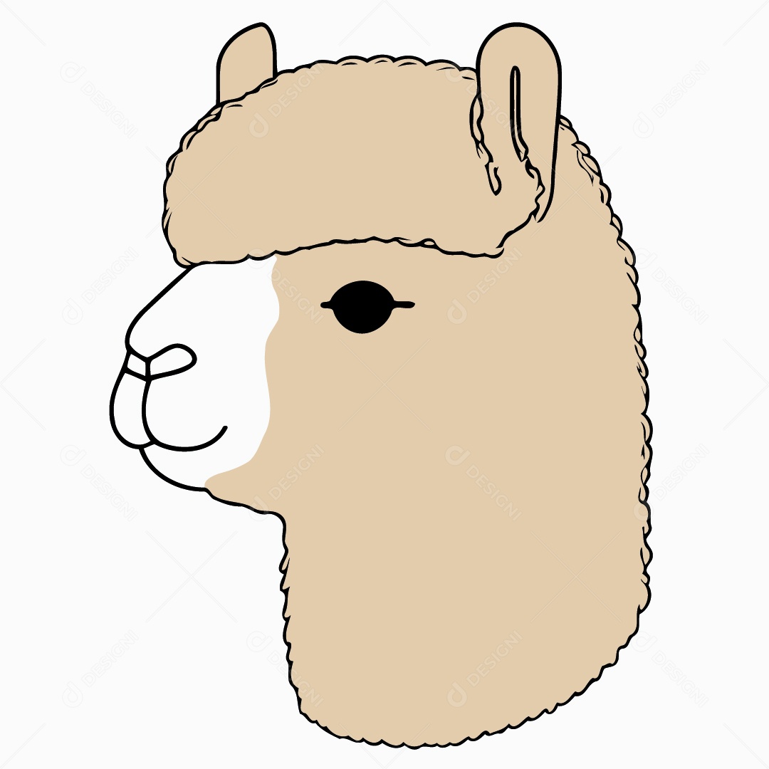 Camelídeo Chamada Alpaca Animal Cabeça Isolada Colorida Ilustração Vetorial Vetor EPS