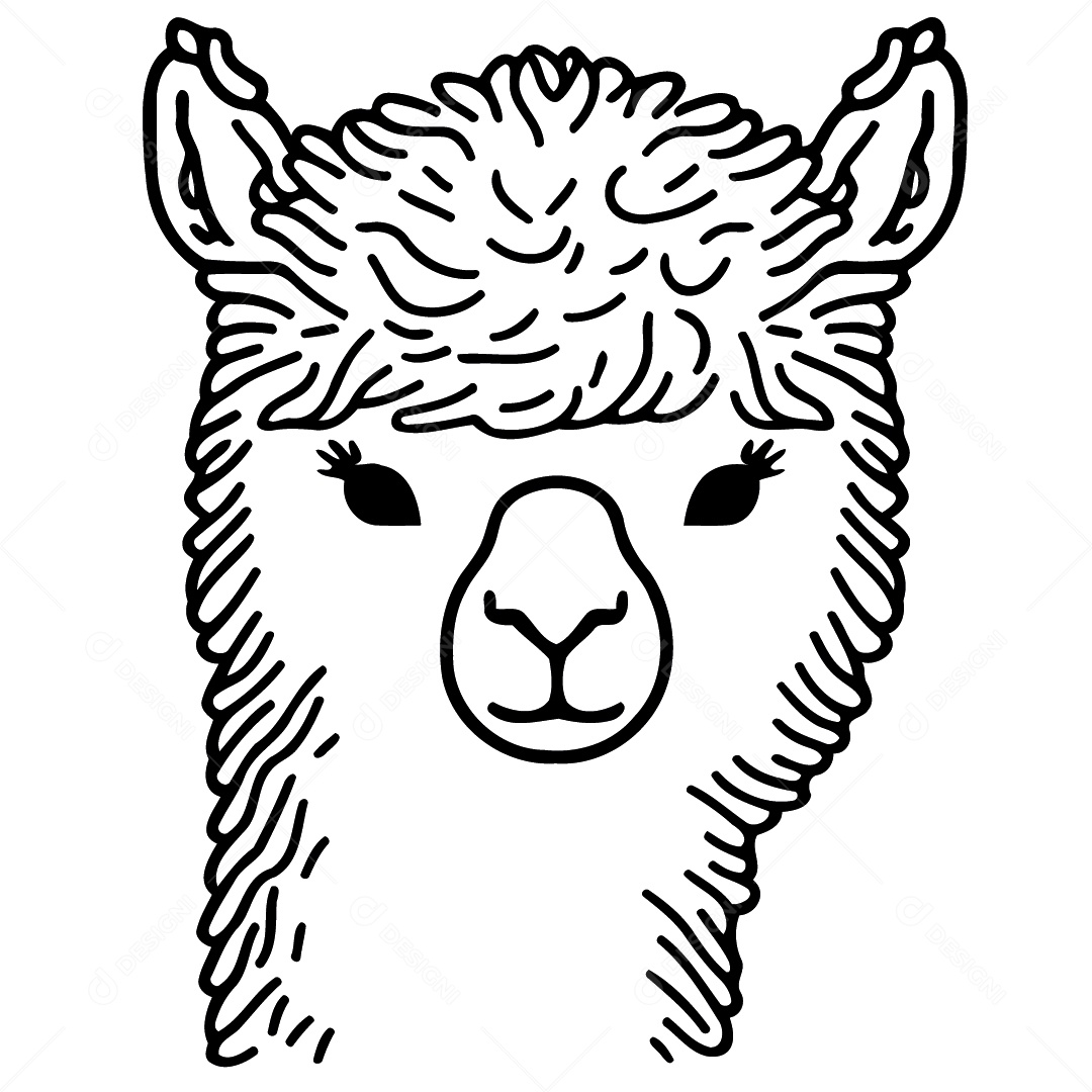 Camelídeo Chamada Alpaca Animal Cabeça Isolada Colorida Ilustração Vetorial Vetor EPS